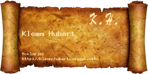 Klemm Hubert névjegykártya